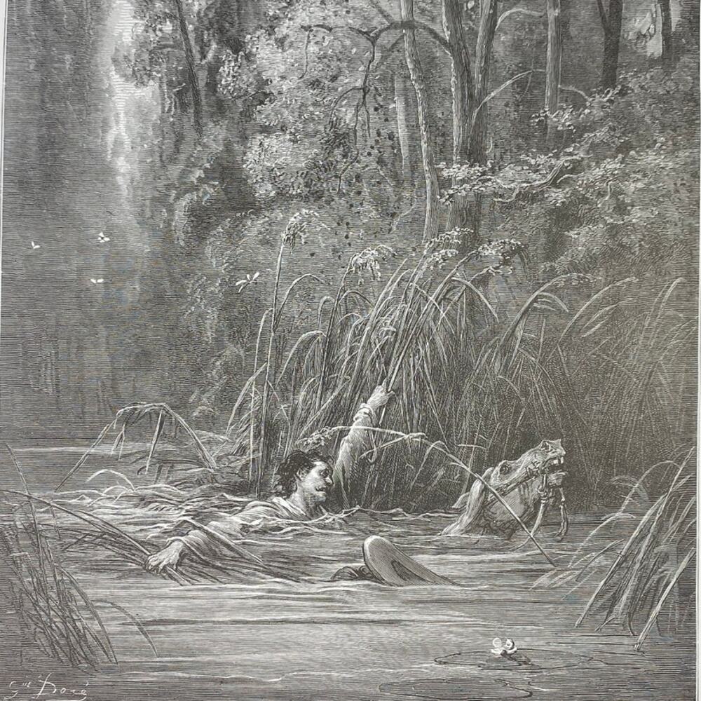 Dore, Fables, Torrent and River, Pasha and Merchant, Bookplate, ~ 240706-WH 290